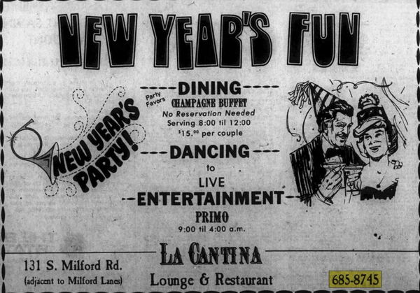 Milford Lanes - Dec 1976 La Cantina Ad Adjacent To Alley